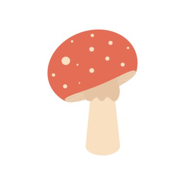 Beyaz arka planda izole edilmiş kırmızı zehirli mantar. Amanita muscaria vektör çizimi.