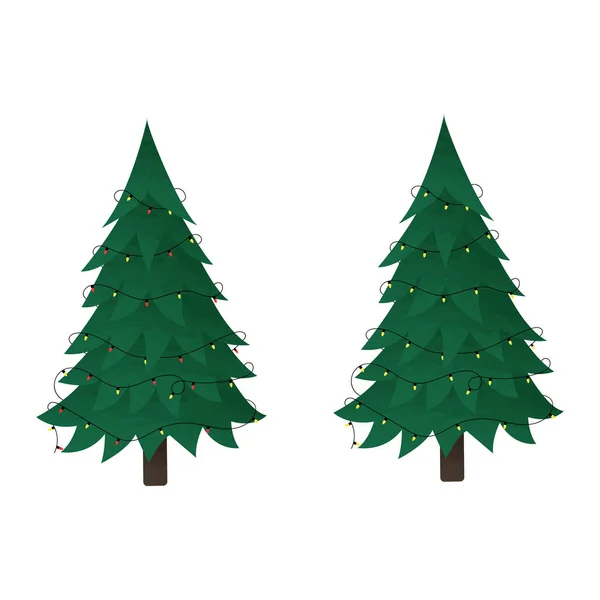 Izolovaný Vánoční Stromek Barevnými Led Světly Atribut Přípravy Vánoc — Stockový vektor