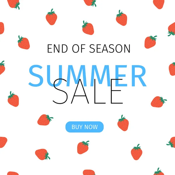 Summer Sale Banner Cute Strawberry Pattern Vector Illustration — Stock Vector