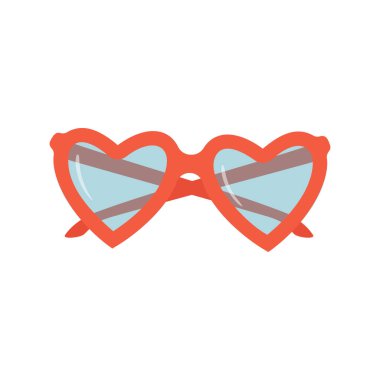 Kalp şeklinde güzel el yapımı güneş gözlükleri var. Vektör illüstrasyonu.