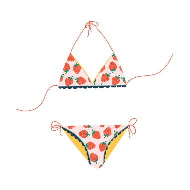 El çizimi vektör bikini. Yaz ve tatil konsepti için mayo.