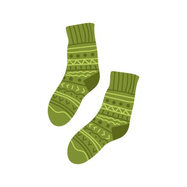 Sevimli el çizimi vektör sıcak çoraplar desenli.