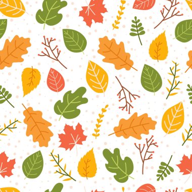 Sonbahar pürüzsüz bir desen bırakır. El çizimi vektör illüstrasyonu.