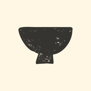 El çizimi minimalist çömlekçilik tasarımı. Kırsal siyah mürekkep seramik kap damgası, organik ahşap dokuya ve ilkel halk sanatına sahip..