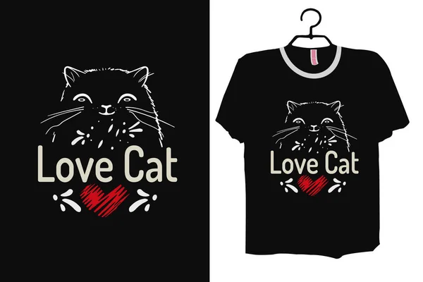 Love Cat Face Shirt Cat Lover Gift Ideas — Stock Vector