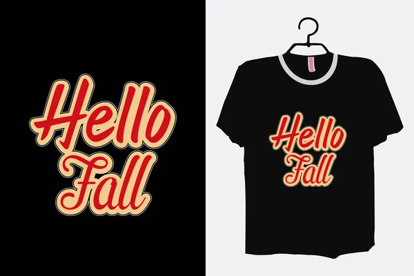 Camiseta Otoño Hello Camiseta Otoño Camiseta Otoño Bienvenida Camiseta Calabaza — Archivo Imágenes Vectoriales