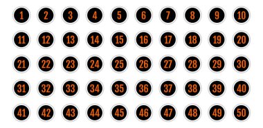 Üzerinde numaralar olan düğmeler. vektör illüstrasyonu