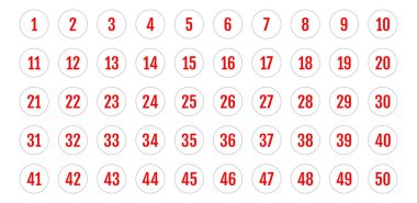 Üzerinde numaralar olan düğmeler. vektör illüstrasyonu