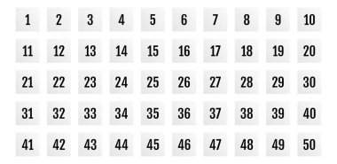 sayı simgeleri katı kare