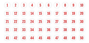 Üzerinde numaralar olan düğmeler. vektör illüstrasyonu