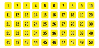 sayı simgeleri katı kare