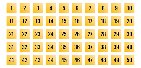 Icônes Nombres Carré Solide — Image vectorielle