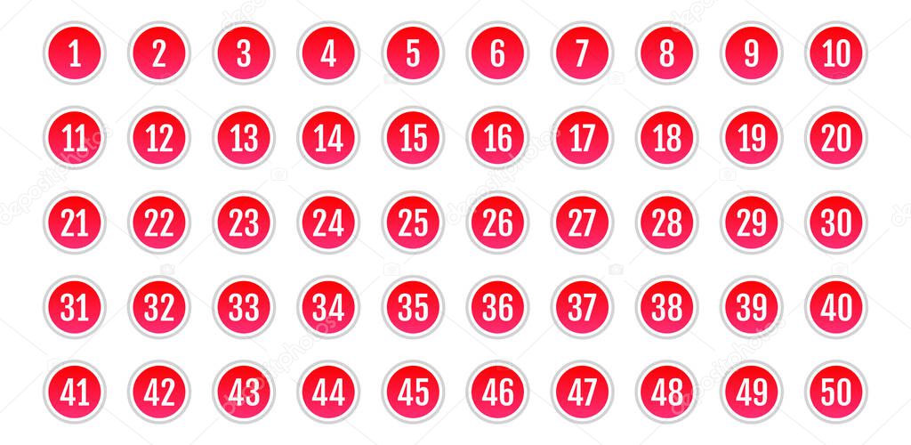 set of buttons with numbers. vector illustration