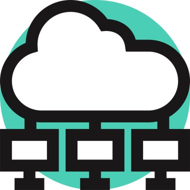 Bilgisayar iletişim ağının basit simgesi, vektör illüstrasyonu