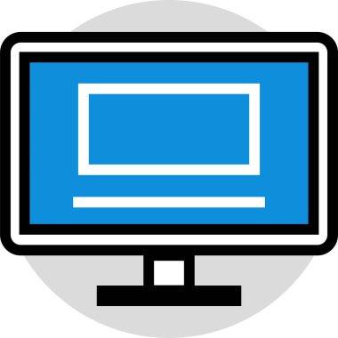 Basit pc bilgisayar simgesi, vektör illüstrasyonu