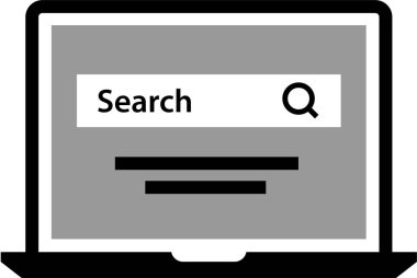 Basit dizüstü bilgisayar simgesi, vektör illüstrasyonu