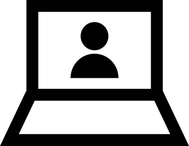 Basit dizüstü bilgisayar simgesi, vektör illüstrasyonu