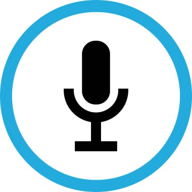 mikrofon simgesi. biçim düz sembol, siyah renk, yuvarlak açılar, beyaz arkaplan.