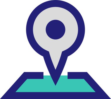 Konum simgesi. Yönlendirme simgesi. Harita Simgesi, Vektör İllüstrasyonu