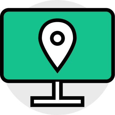 Konum simgesi. Yönlendirme simgesi. Harita Simgesi, Vektör İllüstrasyonu