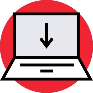 Basit dizüstü bilgisayar simgesi, vektör illüstrasyonu