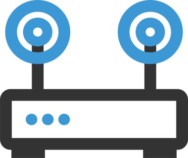 Çift anten yönlendirici Wi-Fi sinyalinin basit simgesi, vektör illüstrasyonu