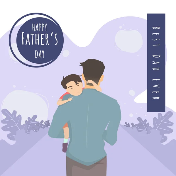 Vektor Illusztráció Boldog Apa Egy Fiúval Boldog Apák Napját Kártya Jogdíjmentes Stock Illusztrációk