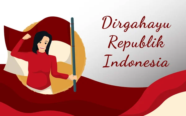 Dirgahayu Kemerdekaan Republik Indonesia Означает Праздником Независимости Индонезии Молодежь Празднует — стоковый вектор