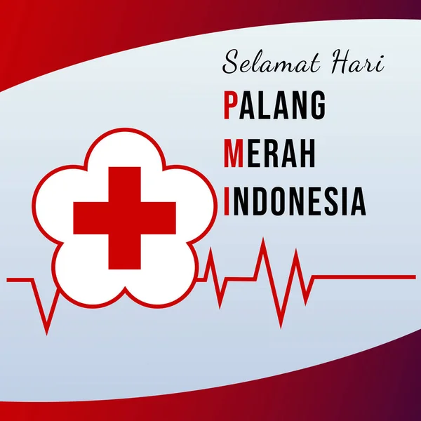 Selamat hari Palang Merah Endonezya (PMI) Mutlu Endonezya Kızıl Haçı 'nı (PMI) tercüme etti. Düz Vektör Tasarımı