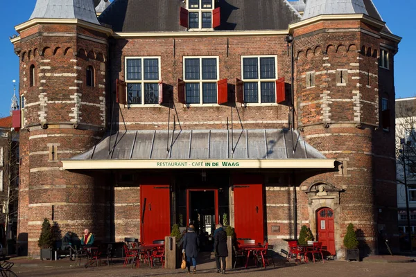 Café Antiguo Edificio Ladrillo Amsterdam Países Bajos — Foto de Stock