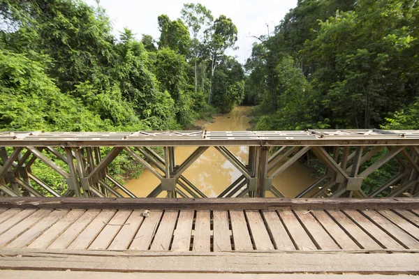 Typique Amazone Rural Jungle Pont Rivière Traversant Construire Avec Acier — Photo