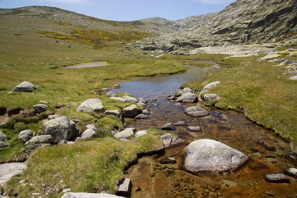 Utsikt Över Vackert Bergigt Landskap Med Bäck — Stockfoto