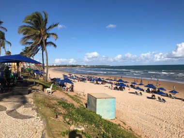 Halkın plaj sahnesinde insanlar gün ışığında