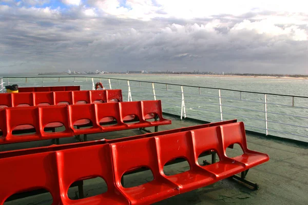 Passagerardäck Med Räcke Ombord Färjan Mellan Frankrike Och England Med — Stockfoto