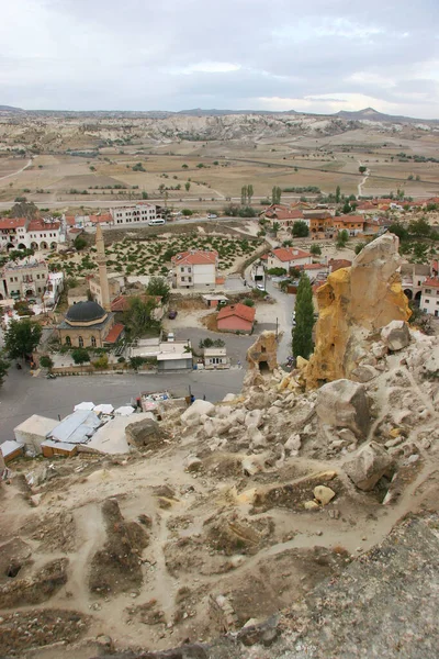 Typical Town Cappadocia Region Seen Top Hard Volcanic Stone Hill — Stock Photo, Image