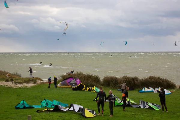 Draka Který Lítá Moři Kitesurfing — Stock fotografie