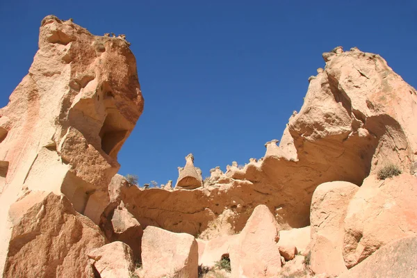 Ancient Cityscape Cave Houses Churches Carved Volcanic Rocks Doors Windows — Stock Photo, Image