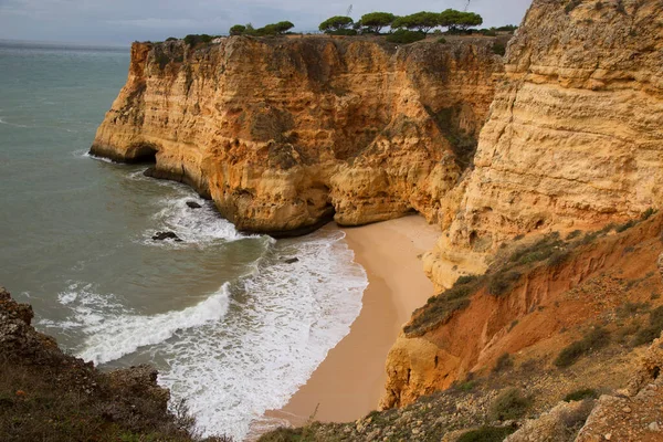 Kilátás Nyílik Atlanti Óceán Partjára Algarve Portugal — Stock Fotó