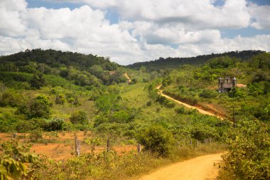 Tepeleri ve yeşillikleri olan güzel manzara.