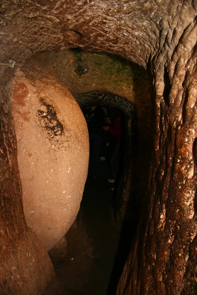 Исторические Подземные Заброшенные Города Византийской Эпохи Каппадокии Индейки Жилые Комнаты — стоковое фото