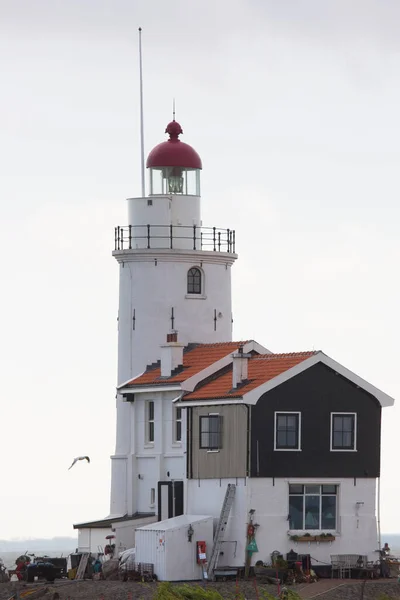 Vieux Phare Salon Sur Bord Île Extrémité Jetée Longue — Photo