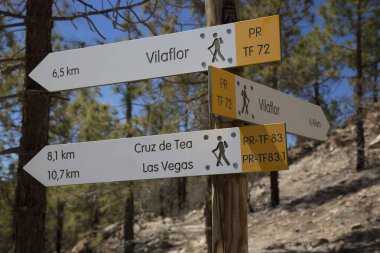 Dağların tepesindeki işaretçi. Dağlarda sonbahar konsepti.