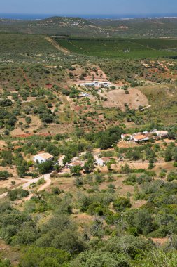 Tarlaları ve meyve bahçeleri olan tepelik tarlalara bak