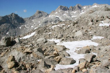 Dağlı ve karlı bir dağ manzarası