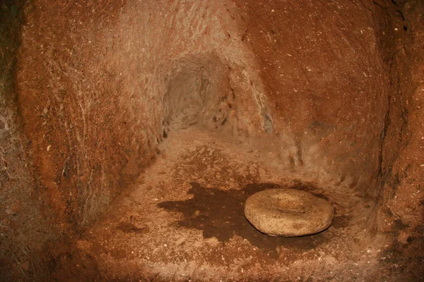 Historic Underground Abandoned Cities Byzantine Era Cappadocia Turkey Living Rooms — Stock Photo, Image