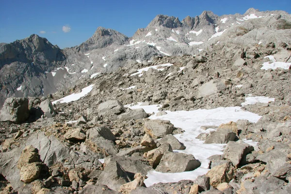 Dağlı ve karlı bir dağ manzarası