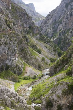 Dağları ve mavi gökyüzü olan güzel dağ manzarası
