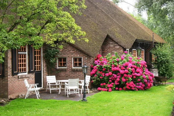 Hollanda 'daki Giethoorn köyünün sakin manzarası