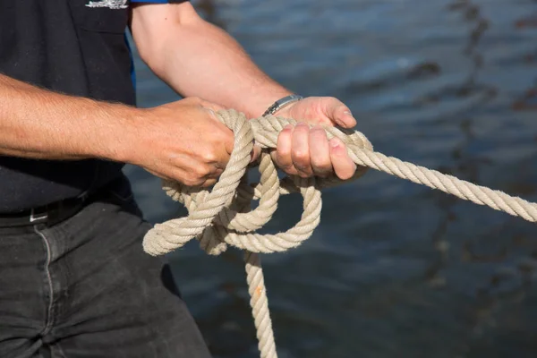 Деталі Дерев Яного Рибальського Човна Воді Рибалка Човні Швартування Човна — стокове фото