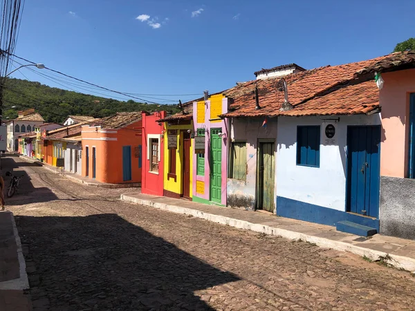 Città Tropicale Scena Strada Con Gente — Foto Stock